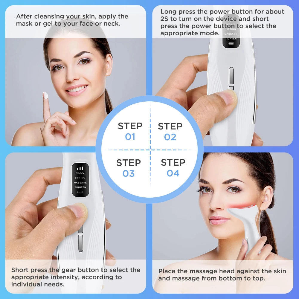 LED Light Therapy Face & Neck Lifting Massager - Anti-Aging Skin Tightening Tool