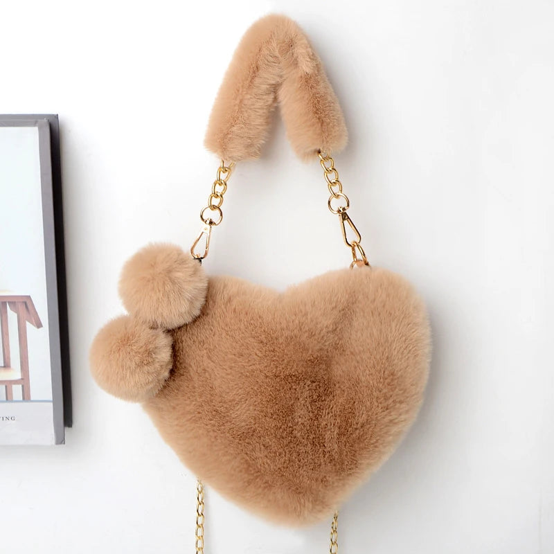 Luxury Plush Heart Handbag
