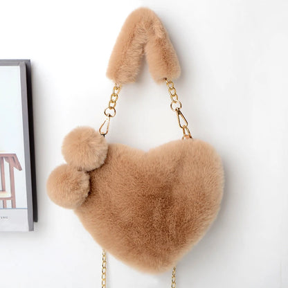 Luxury Plush Heart Handbag