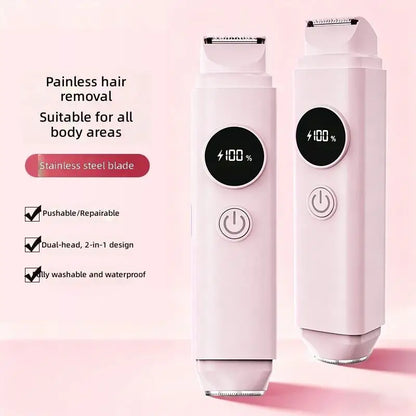 2-in-1 Electric Hair Removal Shaver - Waterproof Painless Trimmer for Face & Body