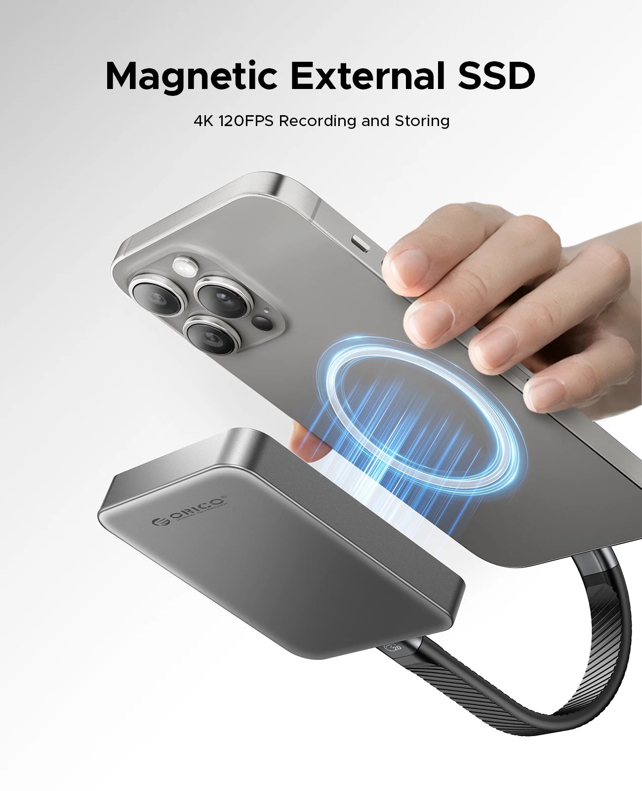 Magnetic External SSD for iPhone 16/15 Pro, 2000MB/s Portable Storage - 2