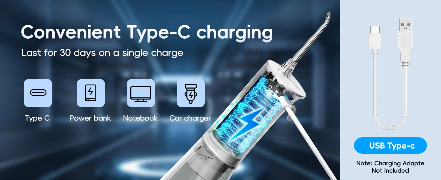 Portable Cordless Water Flosser - Rechargeable Oral Irrigator for Teeth Cleaning - 8