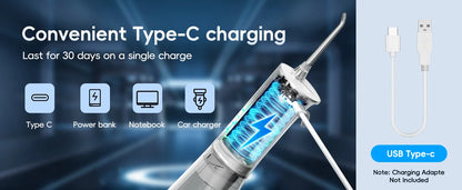 Portable Cordless Water Flosser - Rechargeable Oral Irrigator for Teeth Cleaning