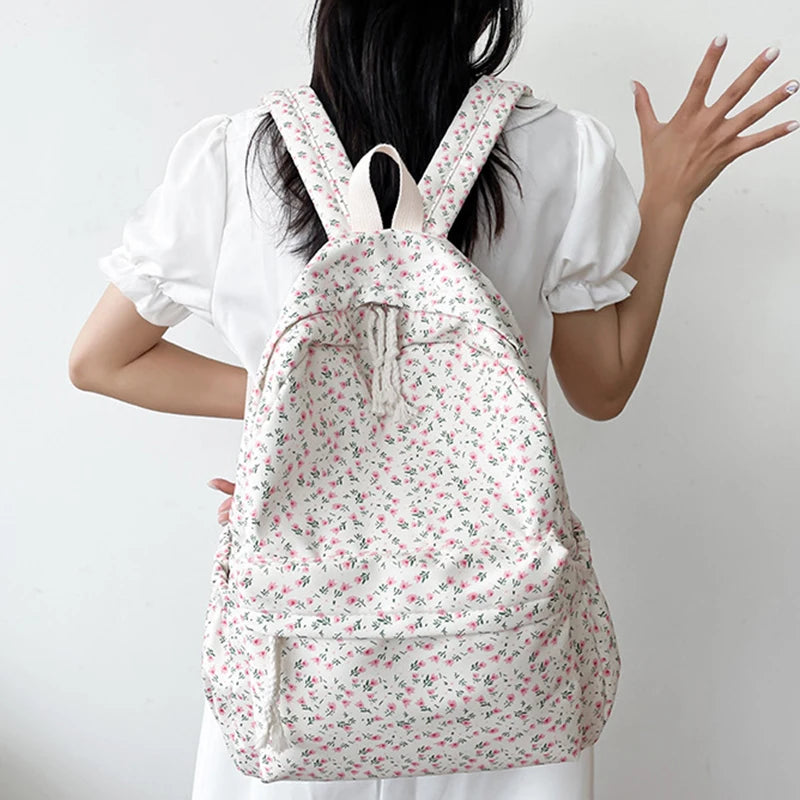 Luxury Floral Nylon School Backpack