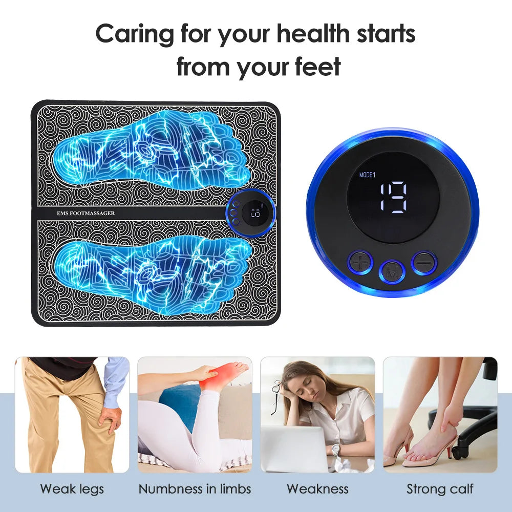 EMS Electric Foot Massager Pad - Pain Relief & Muscle Stimulator - 9