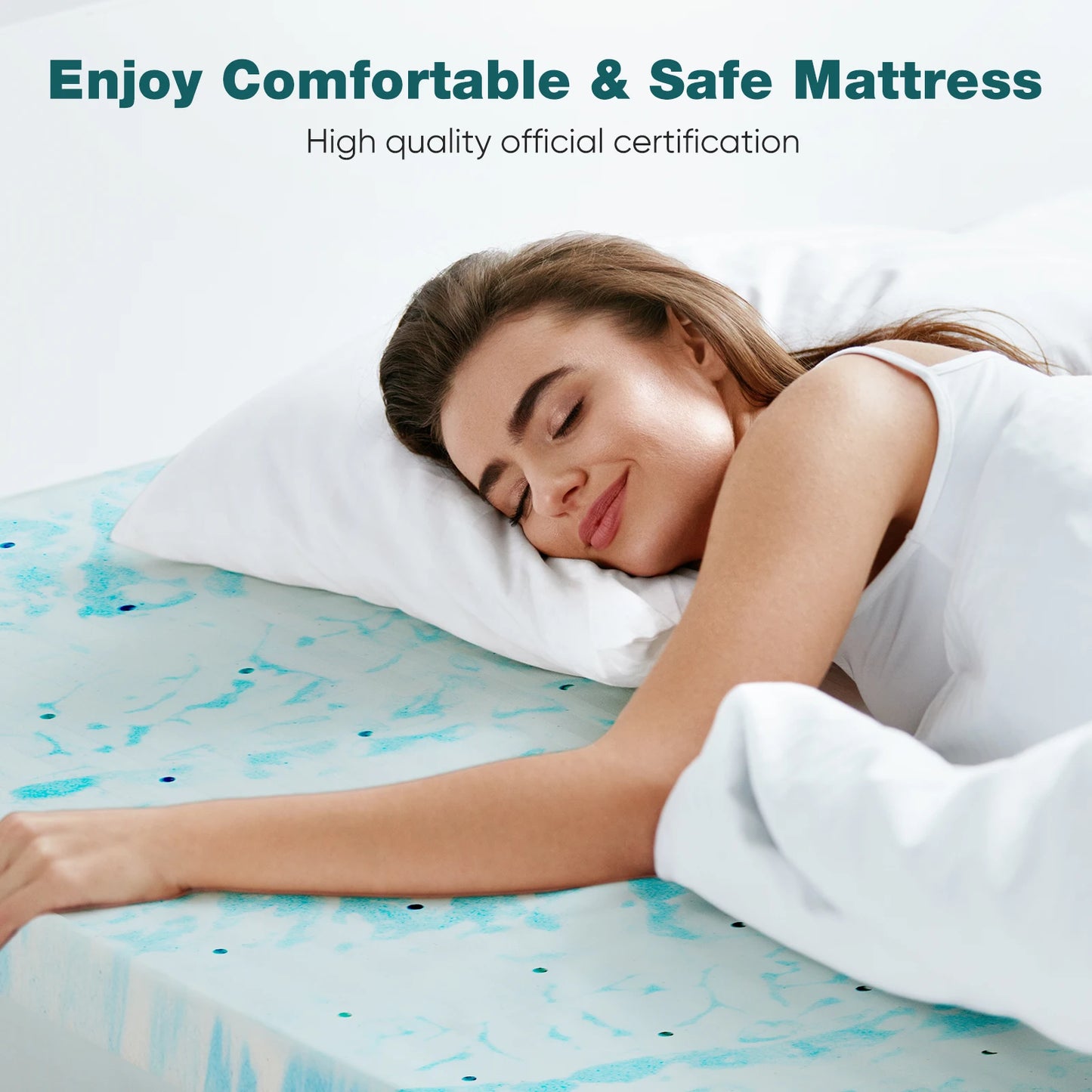 Gel Memory Foam Mattress Topper - Cooling & Pressure Relief Bed Pad