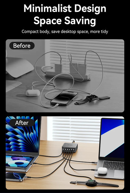 200W GaN 6-Port Desktop Fast Charger - PD USB-C Power Station