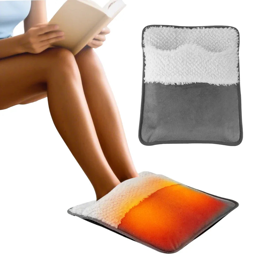 USB Heated Foot Warmer - Plush Electric Heating Pad for Office and Home