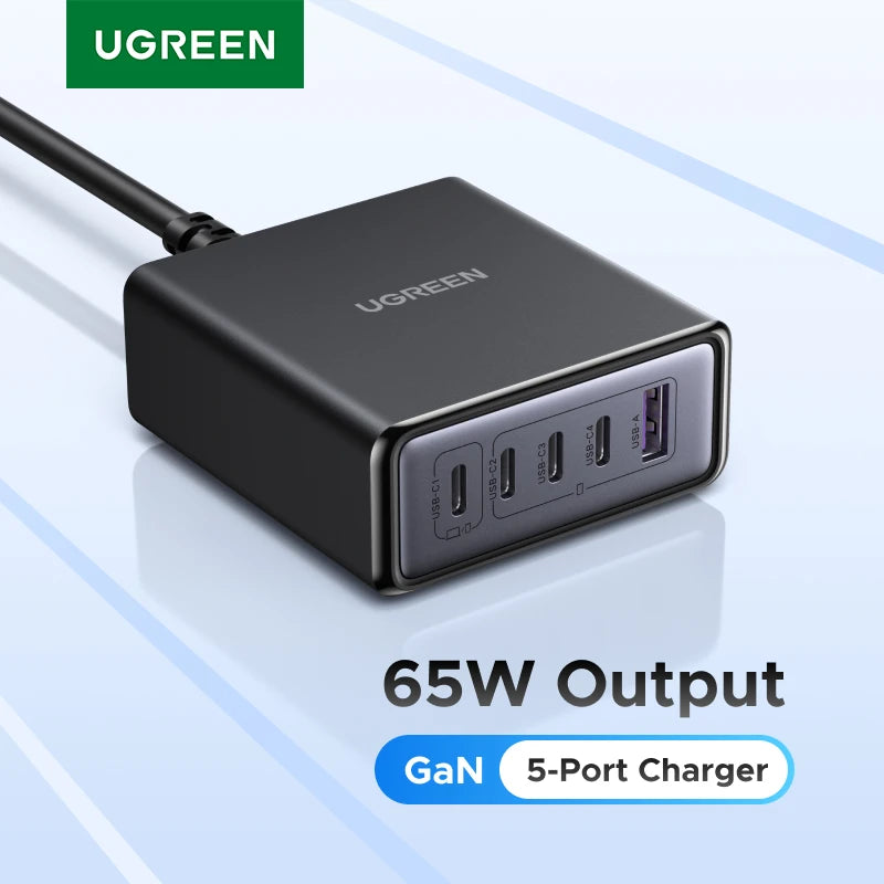 UGREEN 65W GaN Fast Charger 5-in-1 USB-C Desktop Power Adapter - 1