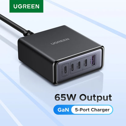 UGREEN 65W GaN Fast Charger 5-in-1 USB-C Desktop Power Adapter
