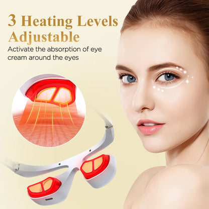 3D LED Red Light Eye Massager with Vibration for Dark Circles & Fatigue Relief