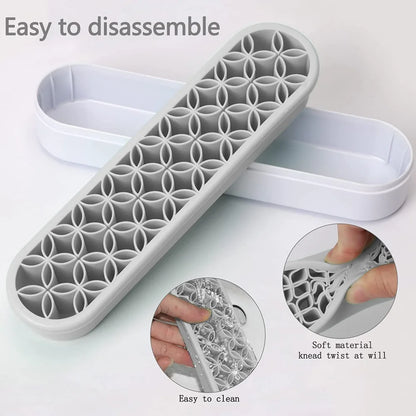 Silicone Makeup Brush Organizer & Drying Rack - Durable Desktop Storage