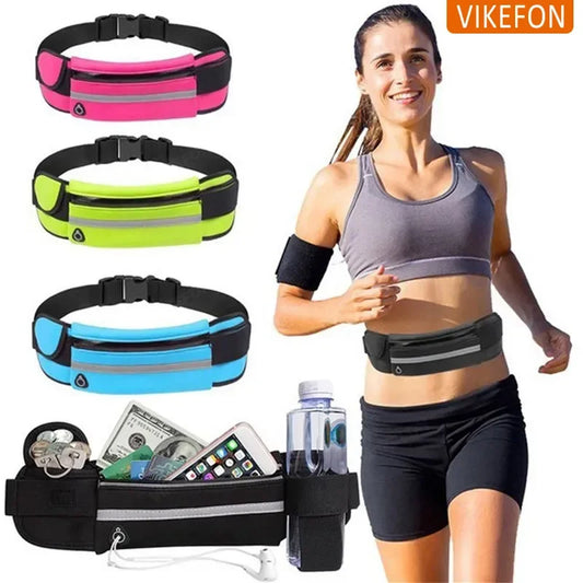 Slim Running Waist Belt - Waterproof Elastic Phone Pouch for Sports