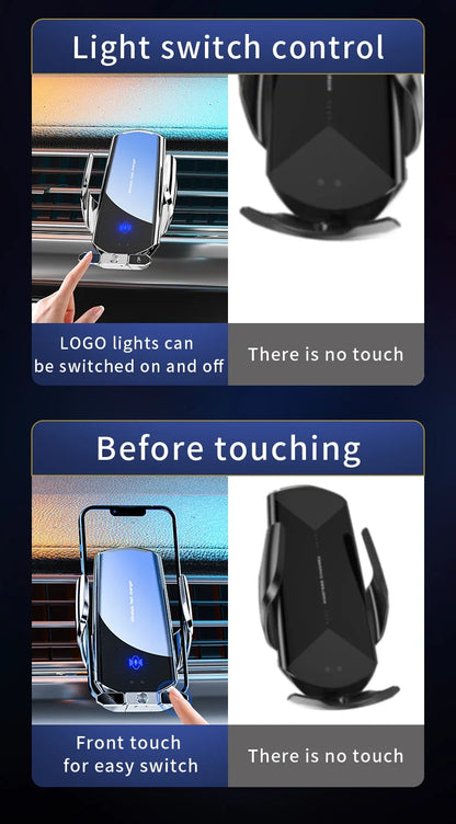 15W Automatic Clamping Car Wireless Charger & Magnetic Phone Mount
