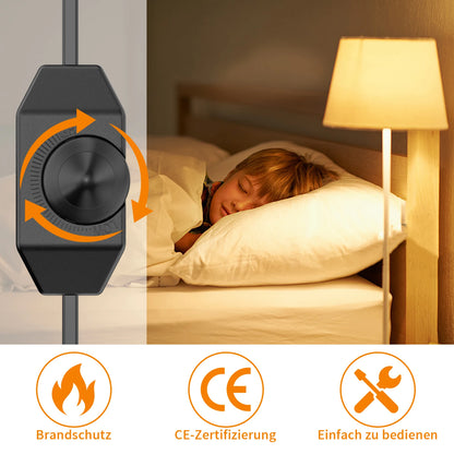 EU LED Dimmer Power Cord - 2m Rotary Dimmable Cable for LED Lamps