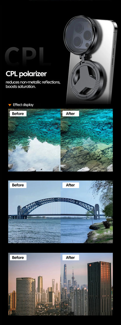 Magnetic 52mm CPL Filter for Phone Camera | MagSafe Compatible