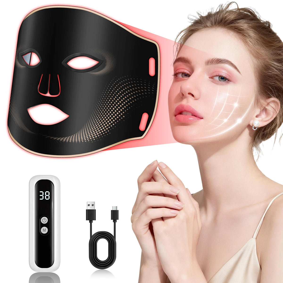7-Color LED Facial Mask - Cordless Silicone Anti-Aging Skin Rejuvenation Therapy