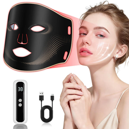 7-Color LED Facial Mask - Cordless Silicone Anti-Aging Skin Rejuvenation Therapy