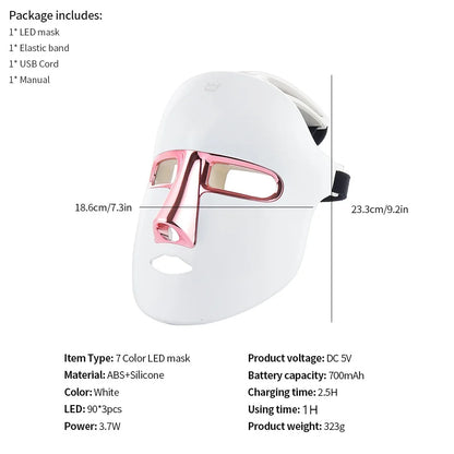 7 Color LED Face & Neck Mask - Anti-Aging Light Therapy