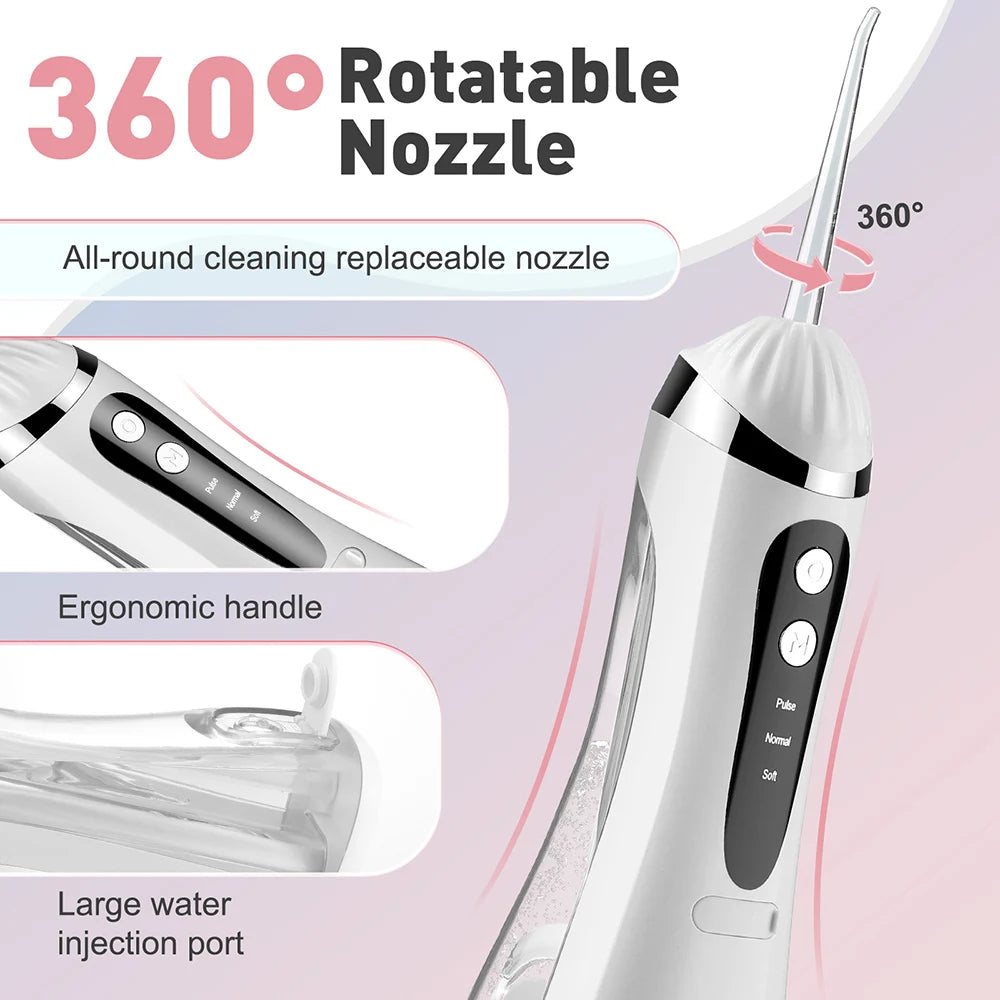 Portable Cordless Water Flosser - Rechargeable Dental Oral Irrigator for Teeth