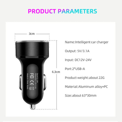Dual USB Car Charger Adapter with Digital LED Voltmeter Voltage Display