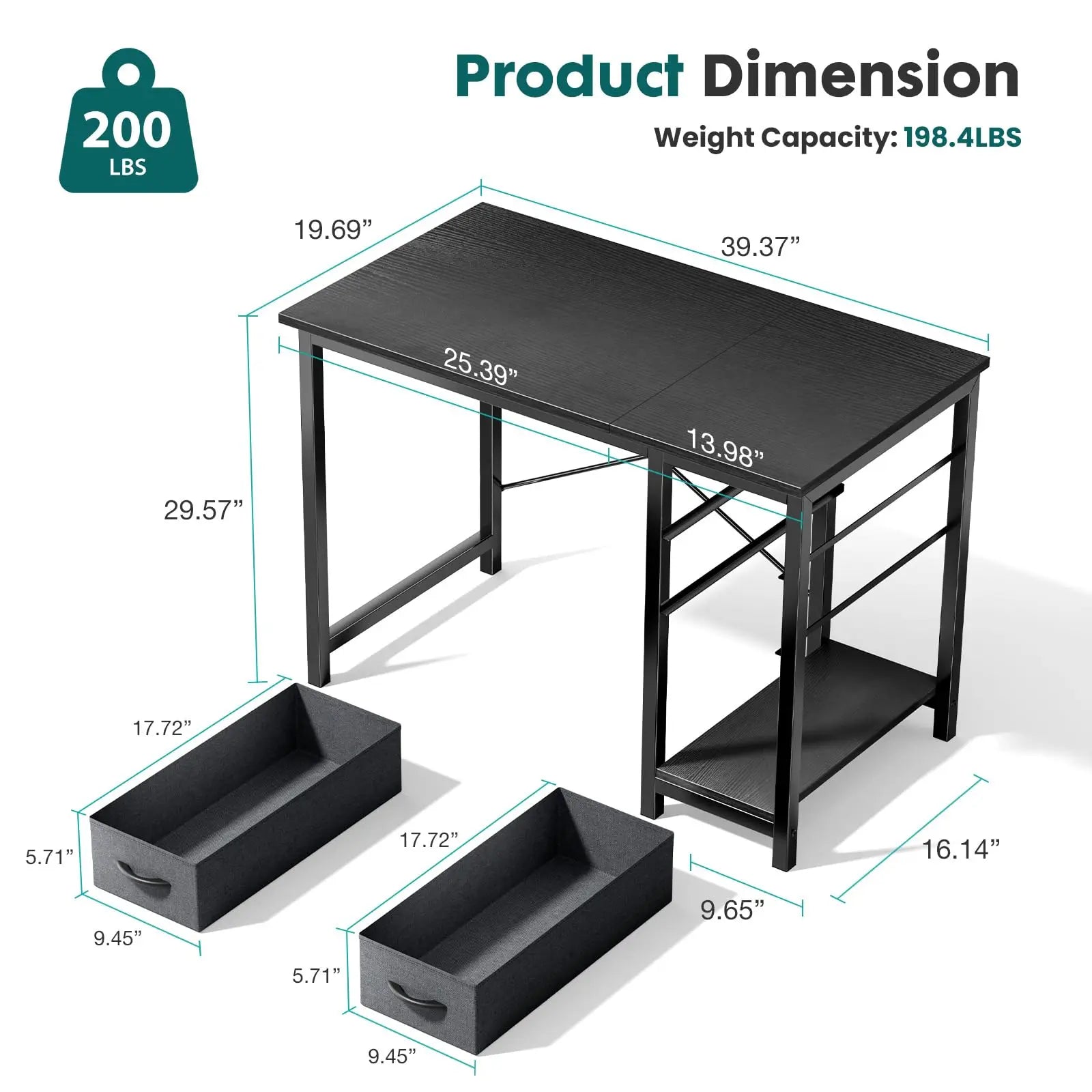 Modern 47-Inch Computer Desk with Reversible Storage Drawers for Home Office - 15