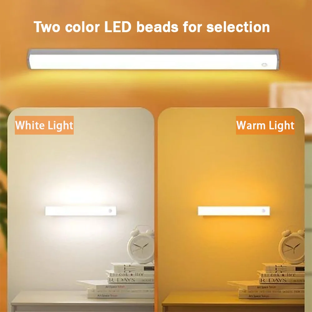 Dimmable LED Motion Sensor Cabinet Light - Wireless Rechargeable Under Closet Night Lamp - 2