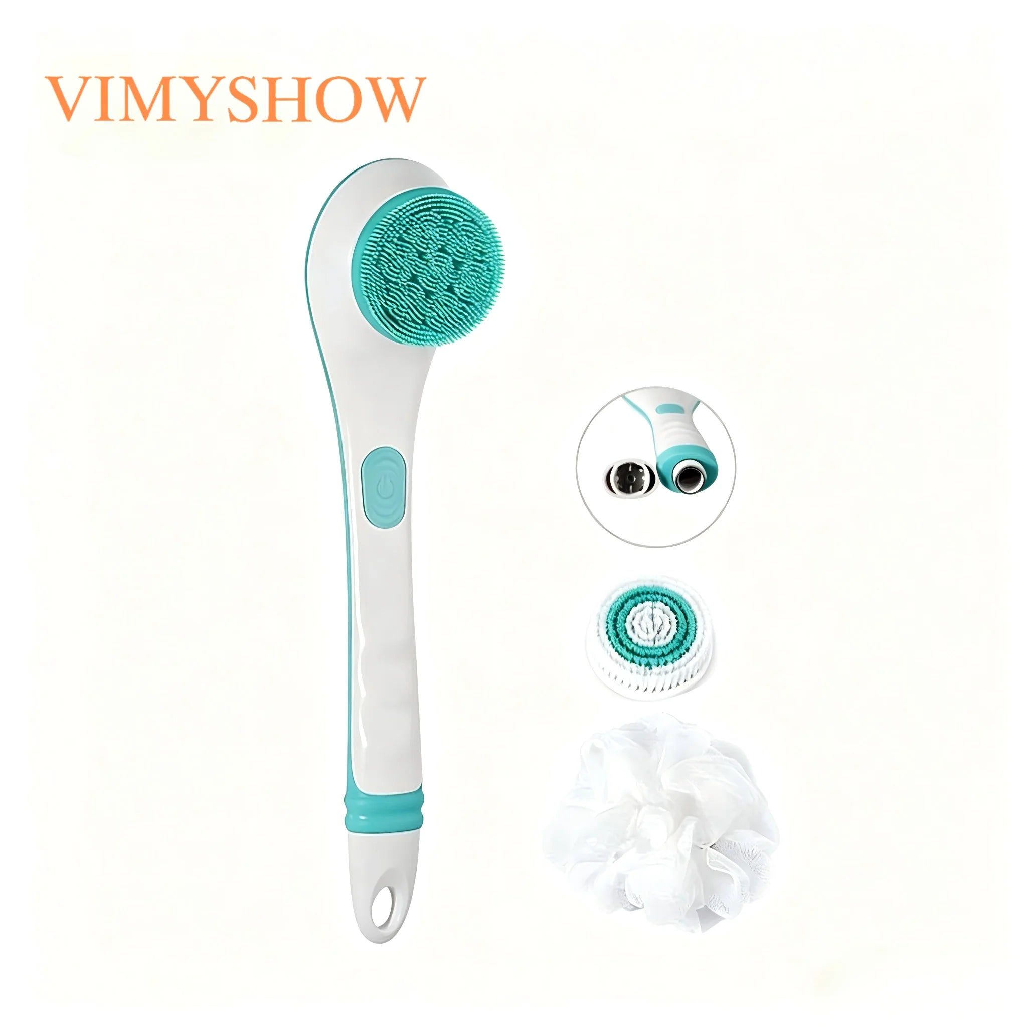 Electric Long Handle Bath Brush - Waterproof Exfoliating Back Scrubber - 7