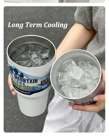 900ml Vacuum Insulated Stainless Steel Tumbler with Straw for Travel