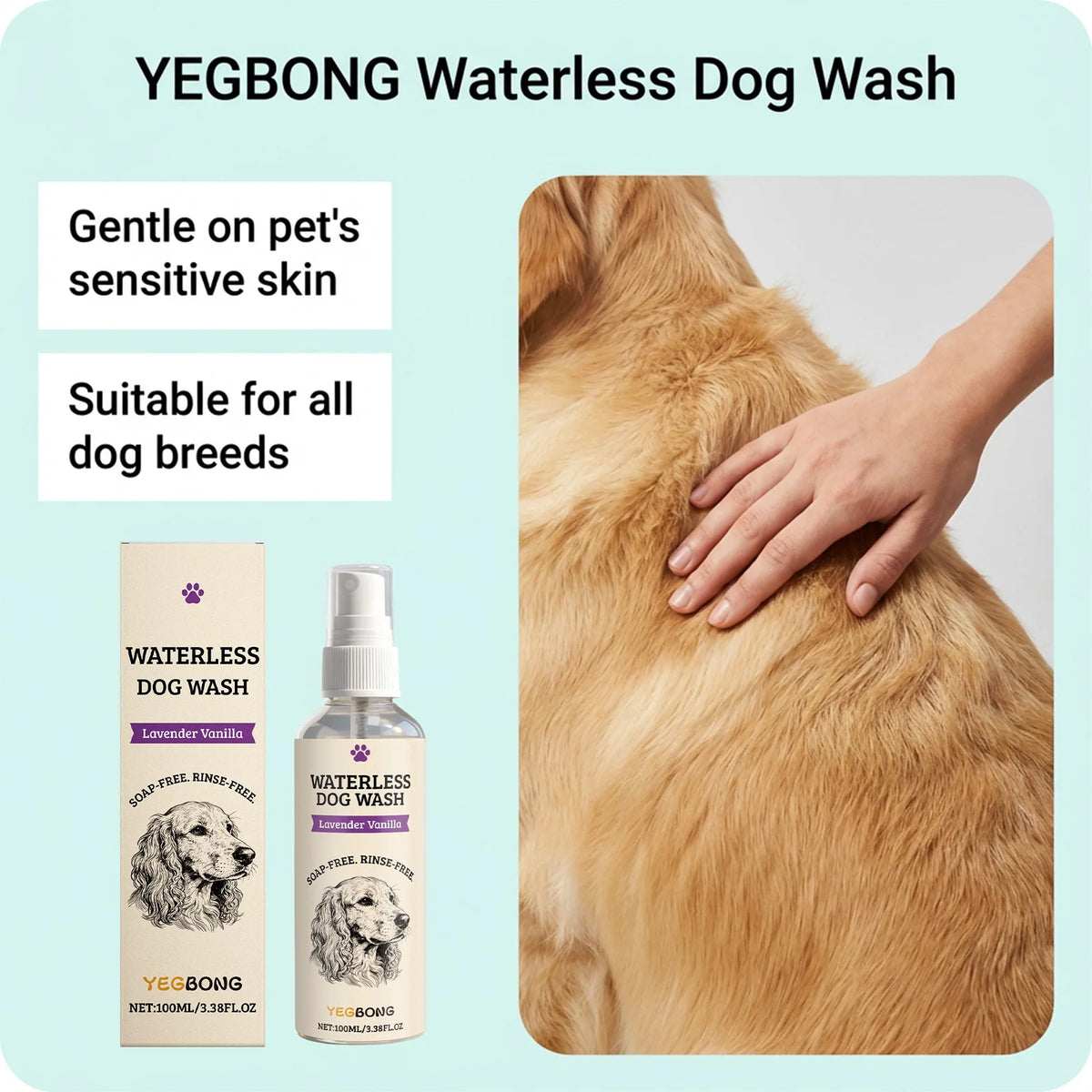 Waterless Dog Wash Foam Shampoo – No-Rinse Deodorizing Cleanser for Dogs