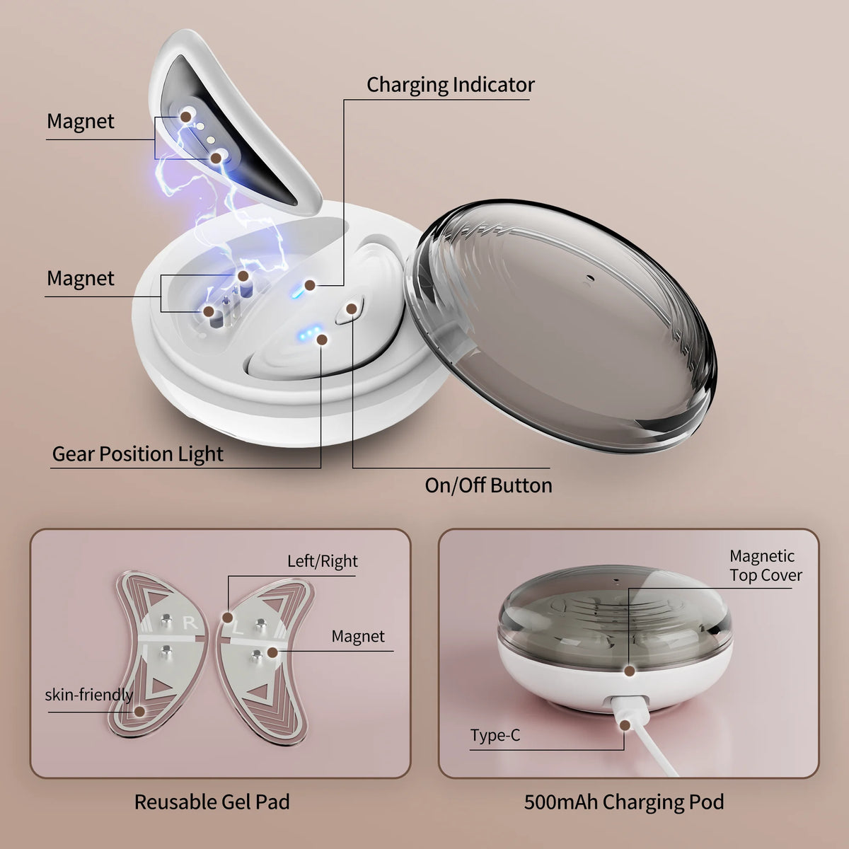 Microcurrent Red Light Under Eye Massager for Dark Circles and Puffiness