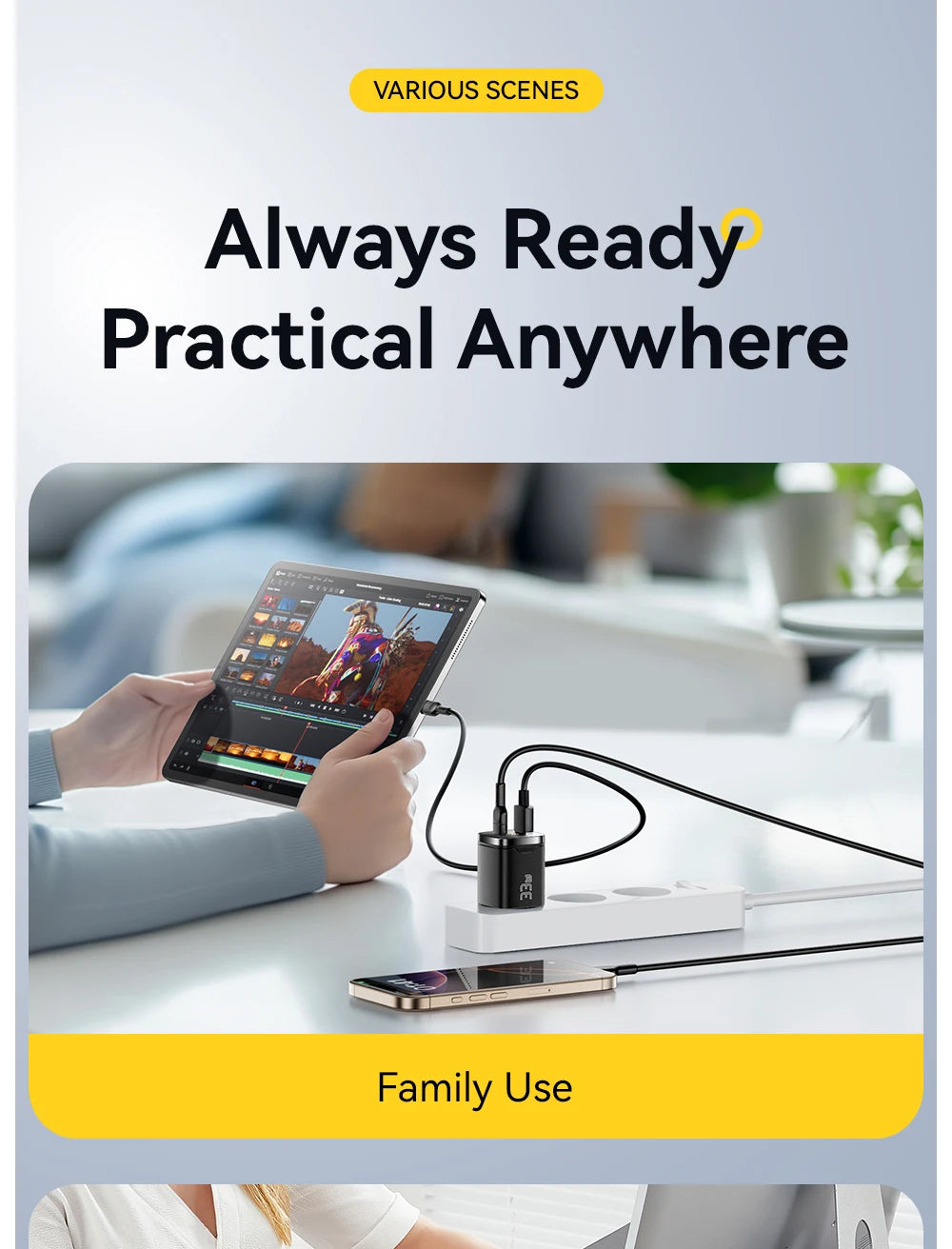 33W GaN Dual Port USB-C Fast Charger with Real-Time Digital Display