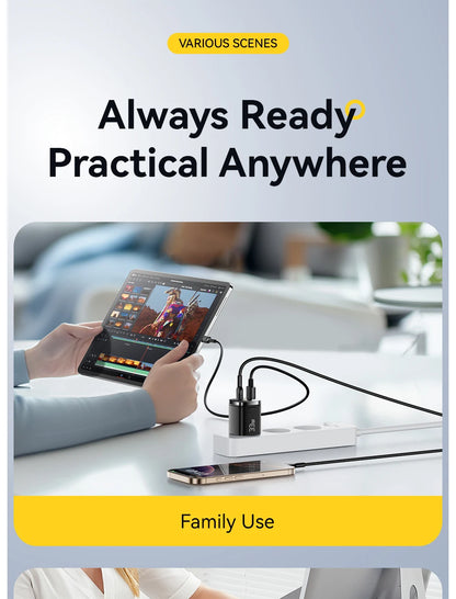 33W GaN Dual Port USB-C Fast Charger with Real-Time Digital Display