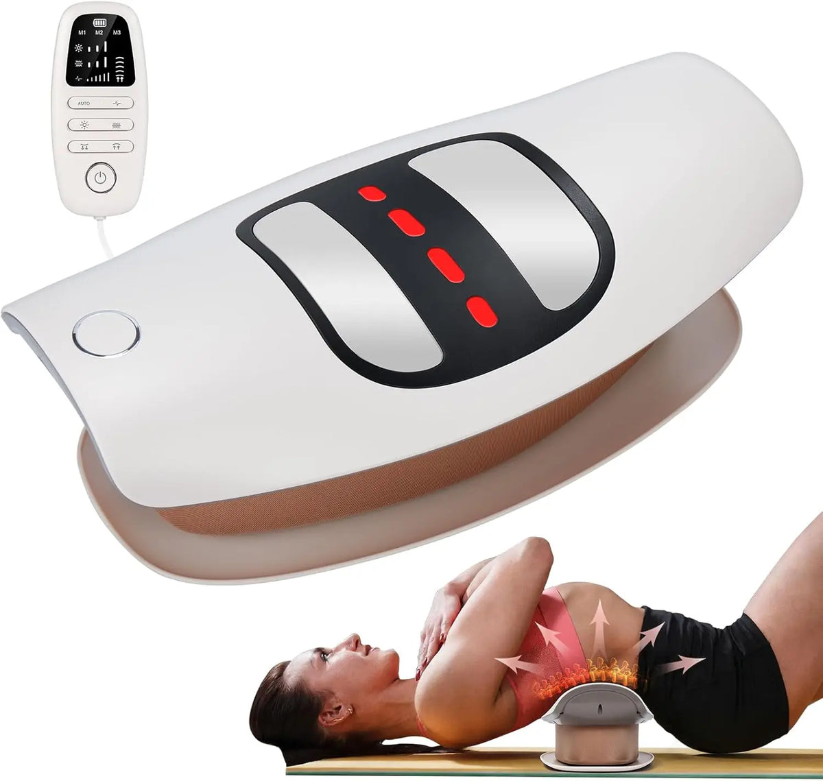 Electric Lumbar Traction Massager with Heat and Vibration for Back Pain Relief