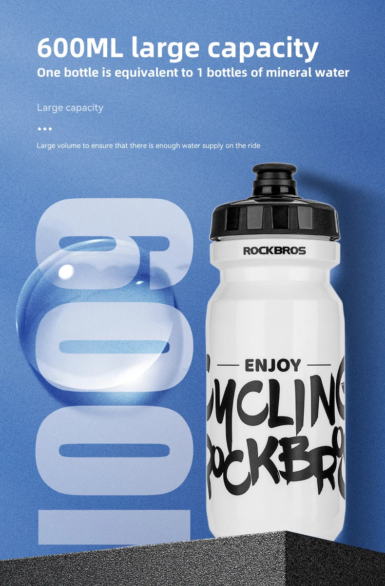 600ml Squeeze Sports Water Bottle - Leak-Proof Cycling & Fitness Bottle