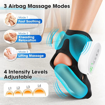 Dual-Airbag Electric Heated Foot and Ankle Massager for Pain Relief