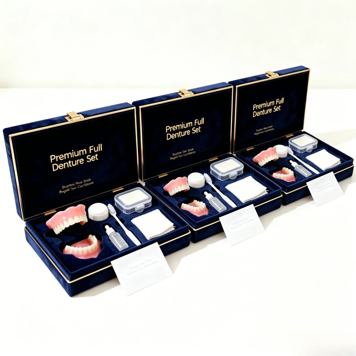 Instant Smile Temporary Denture Set - Natural-Looking Upper & Lower Cosmetic Teeth