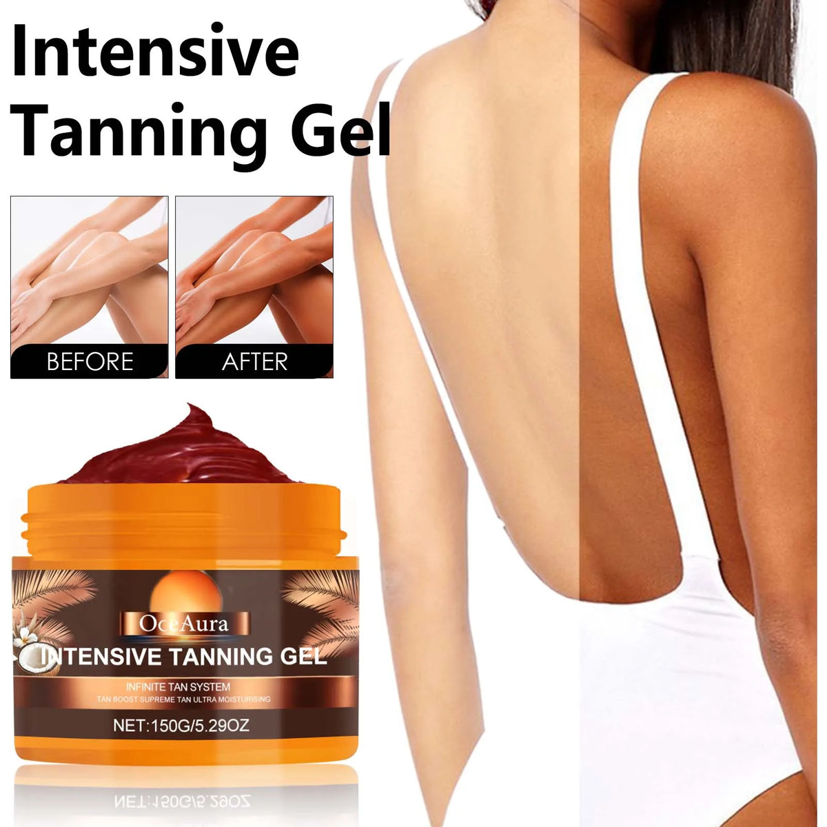 Intensive Tanning Gel - Natural Sunless Bronzer & Skin Hydrating Accelerator