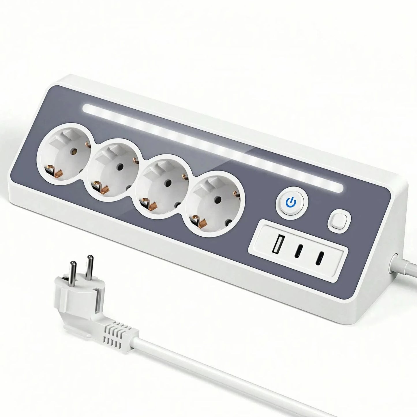 7-in-1 Wall Mount Power Strip with USB-C Fast Charging & LED Night Light