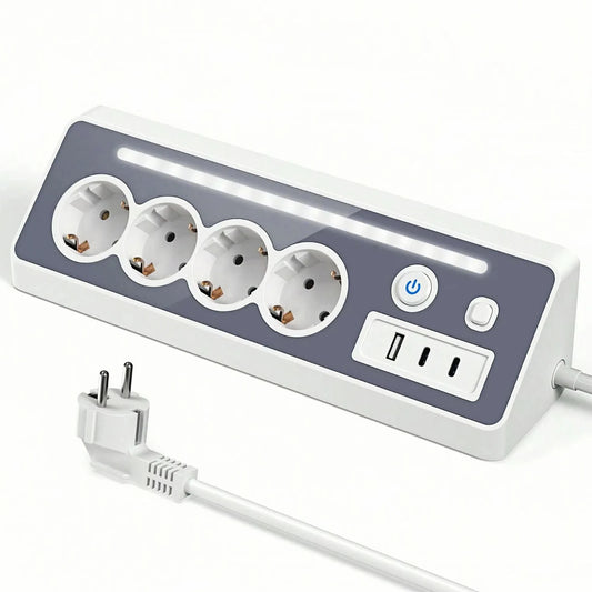 7-in-1 Wall Mount Power Strip with USB-C Fast Charging & LED Night Light