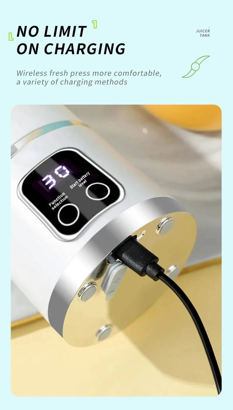 Portable 12-Blade Fruit Juicer Blender - 450ml USB Rechargeable Ice Crusher