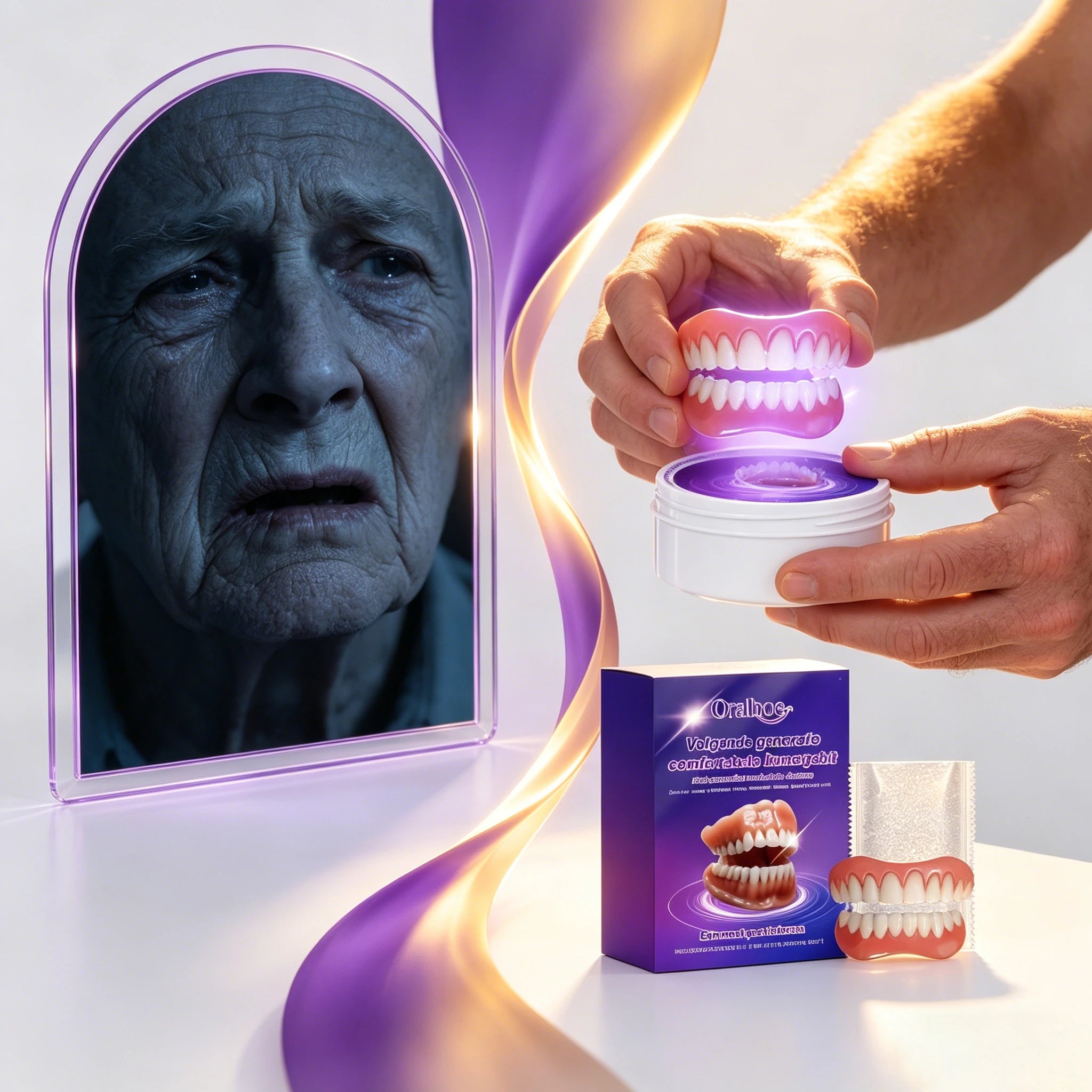 Silicone Snap-On Denture Kit - Realistic Upper & Lower Teeth for Natural Smile - 2
