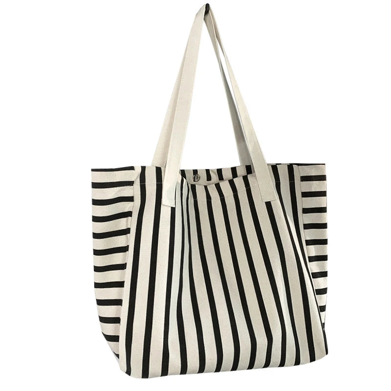 Luxury Striped Canvas Beach Tote