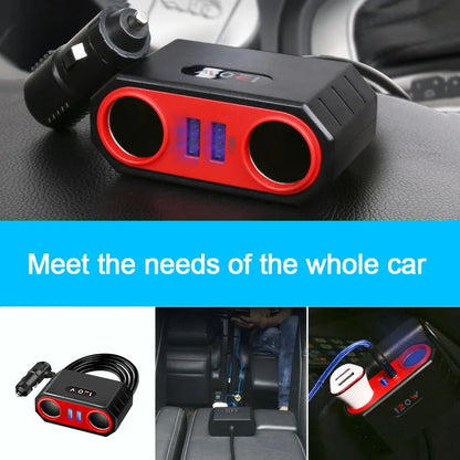 120W 4-in-1 Car Charger Adapter - Fast Multi-Port USB Power Splitter