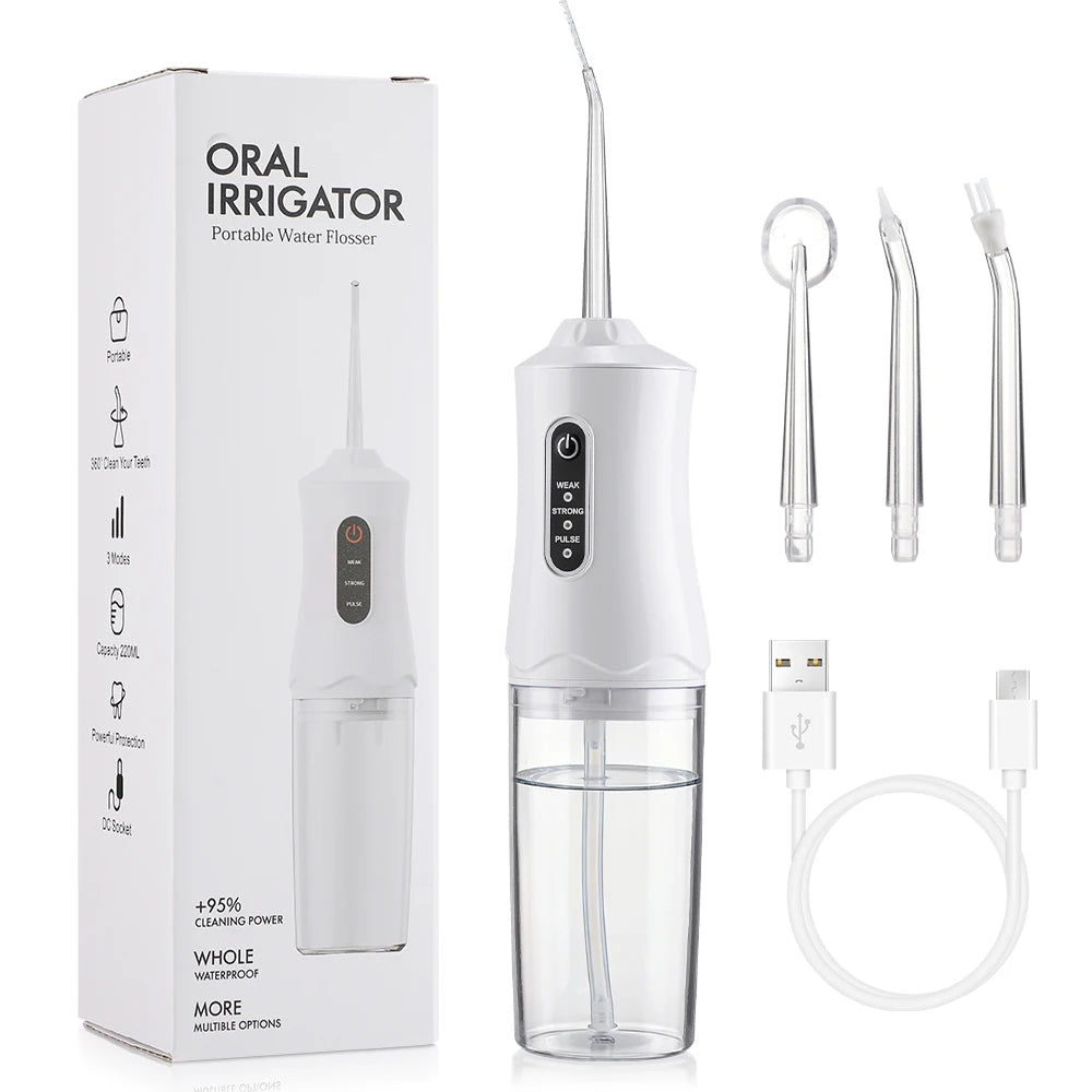 Portable Cordless Water Dental Flosser - USB Rechargeable Teeth Cleaning Tool