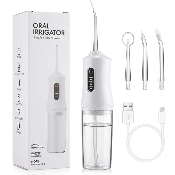 Portable Cordless Water Dental Flosser - USB Rechargeable Teeth Cleaning Tool