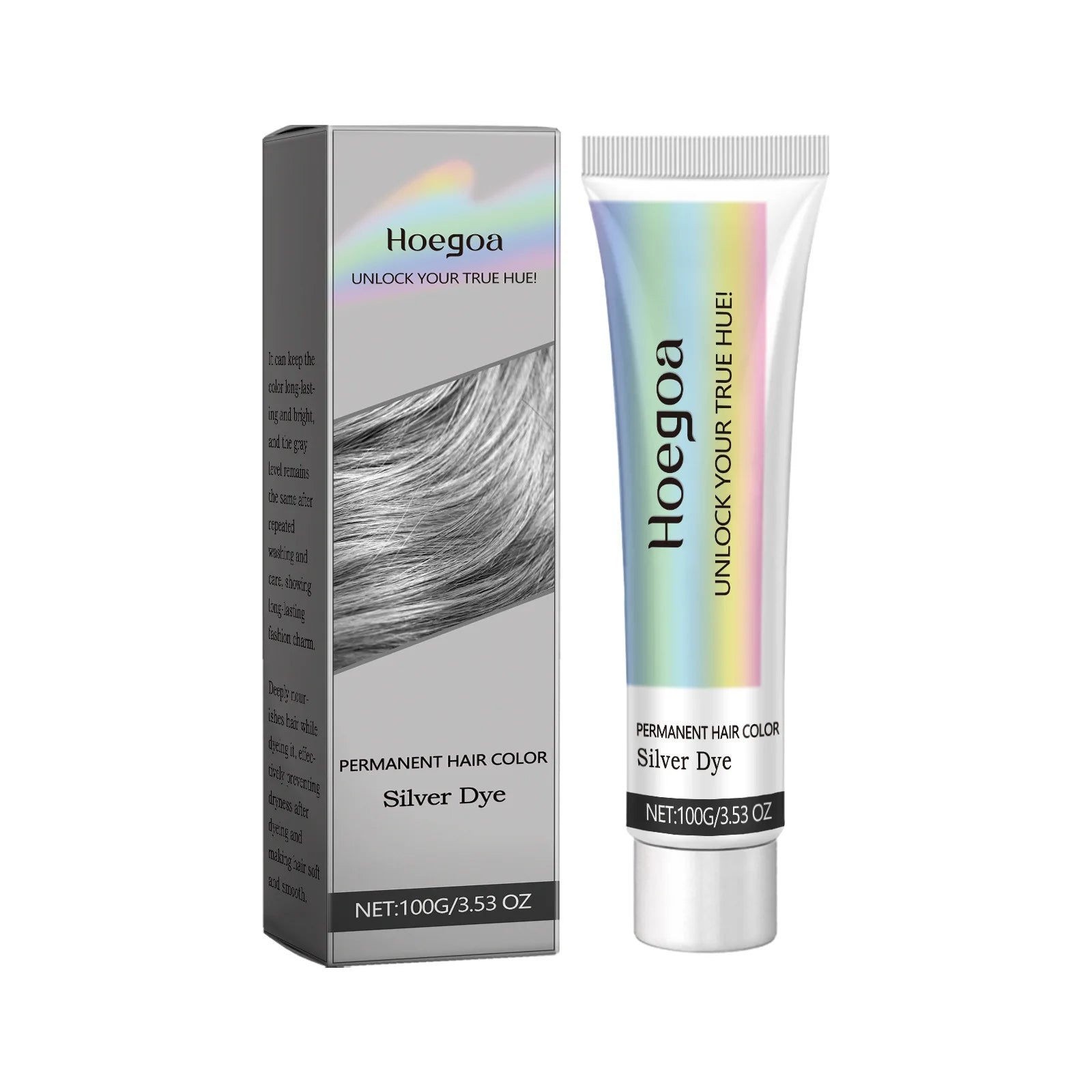 Permanent Silver Gray Hair Dye Cream - Professional Root & Full Coverage Formula - 6