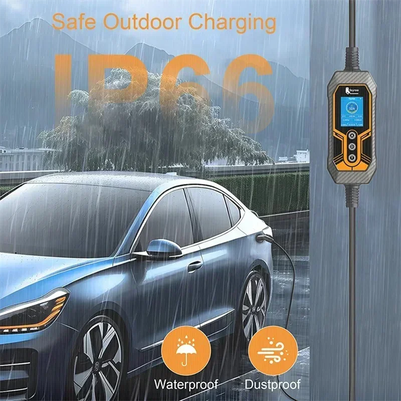 7KW Portable EV Charger Type 2, 32A Adjustable Smart WiFi Fast Car Charger