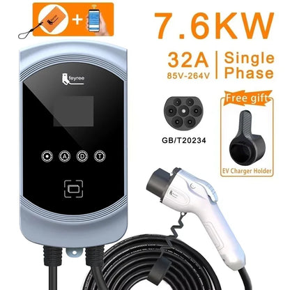 Smart EV Charging Wallbox - Adjustable 7KW/11KW/22KW Fast Charger with App