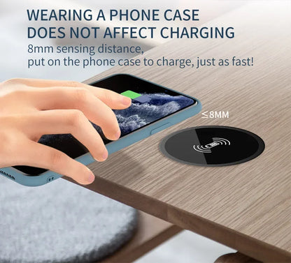Invisible Desktop Wireless Fast Charger - 15W Embedded Charging Pad